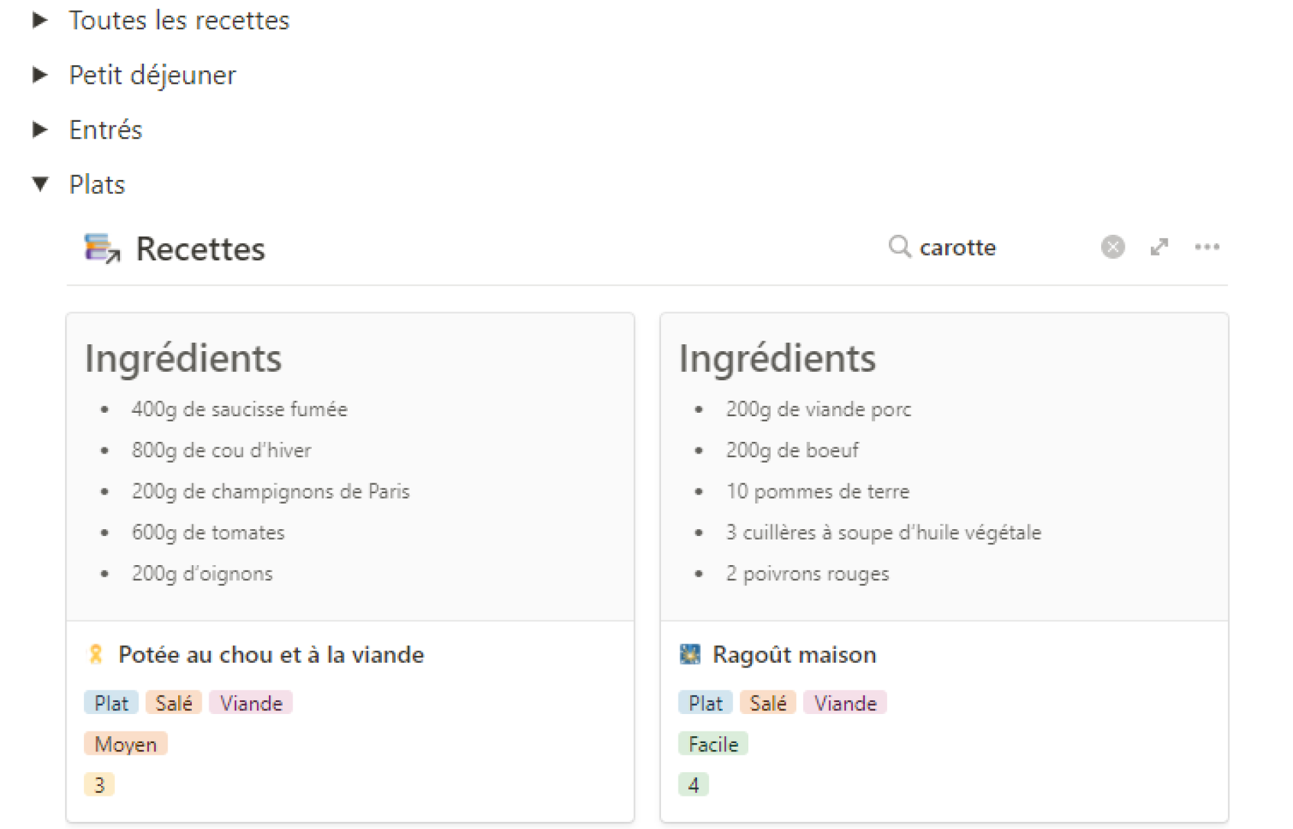 Image des filtres de la cuisine