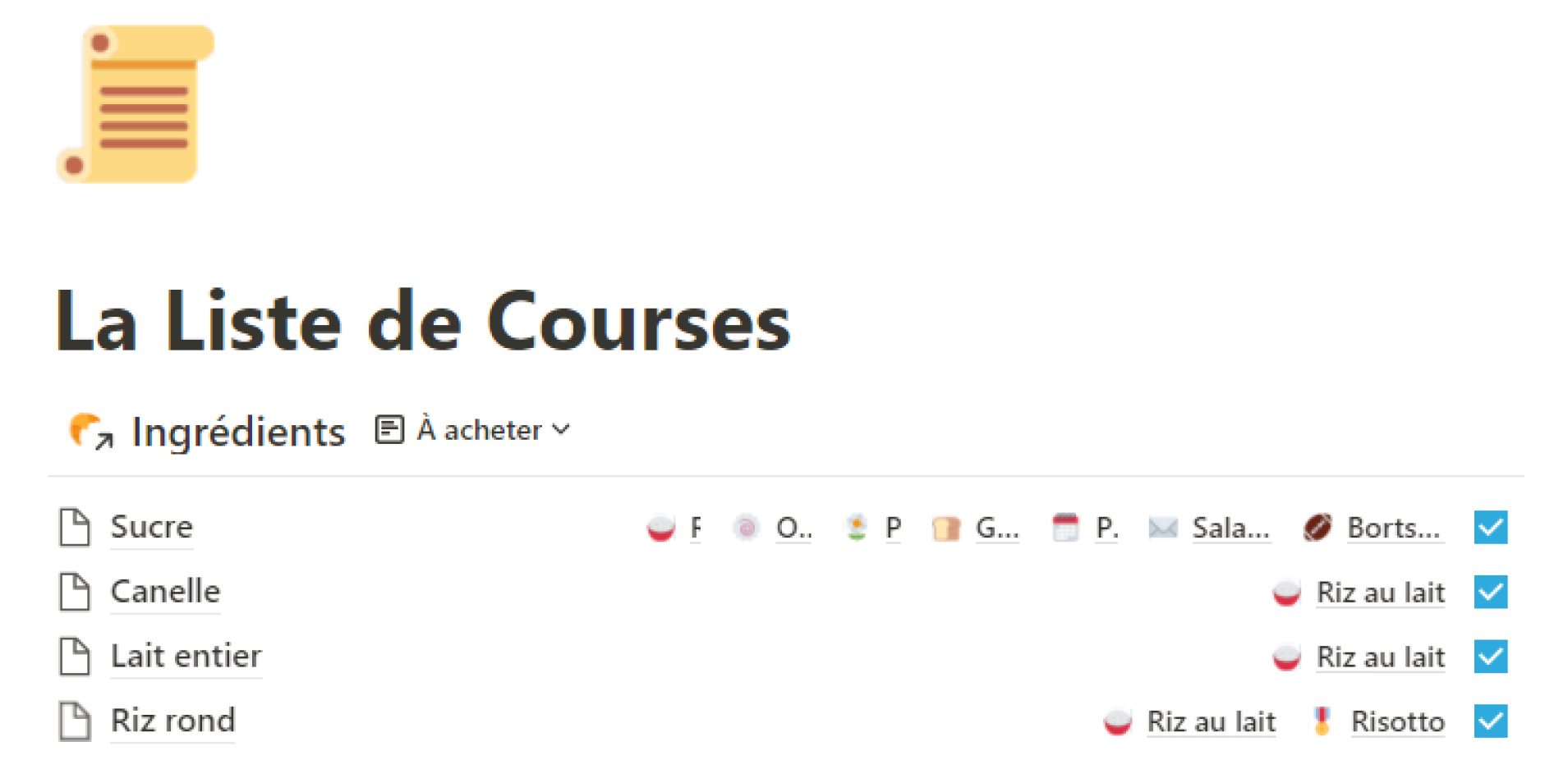 Image de la liste de courses de La Cuisine